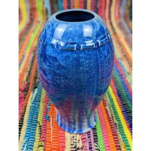 SMP Smoky Mountain Art Pottery Ceramic Vase Pearl Blue Fish Shaped 9.5" STUNNING